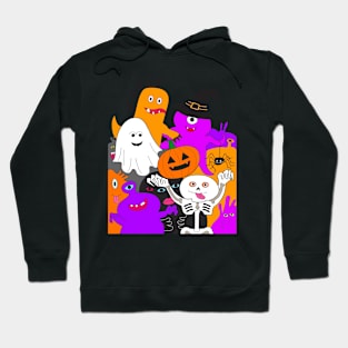 Halloween ghost monster party. Animation cartoon drawing. Hoodie